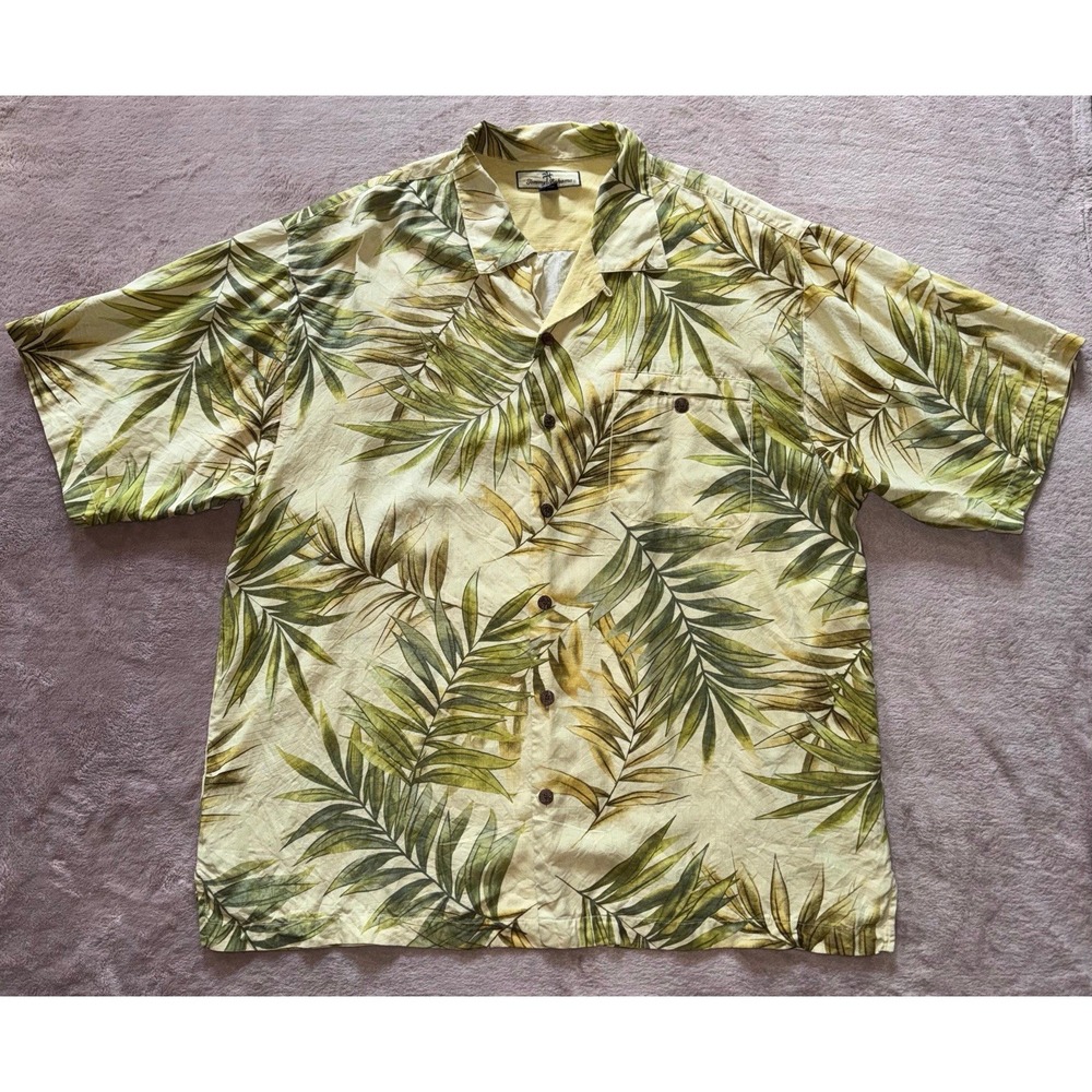 Tommy‎ Bahama Mens Vintage Tag 100% Silk Button Shirt Short Sleeve Size XL